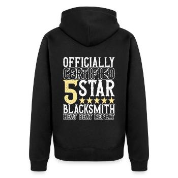 Blacksmith Forging Anvil - Unisex Premium Organic Zip Hoodie - black - Back - Nico (187cm)