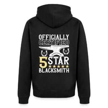 Blacksmith Forging Anvil - Unisex Premium Organic Zip Hoodie - black - Back - Nico (187cm)