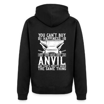 Blacksmith Forging Anvil - Unisex Premium Organic Zip Hoodie - black - Back - Nico (187cm)