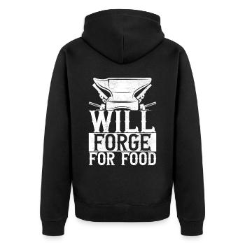 Blacksmith Forging Anvil - Unisex Premium Organic Zip Hoodie - black - Back - Nico (187cm)