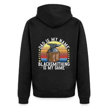 Blacksmith Forging Anvil - Unisex Premium Organic Zip Hoodie - black - Back - Nico (187cm)