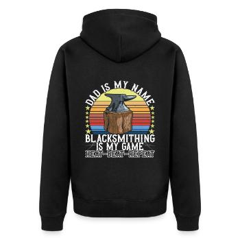 Blacksmith Forging Anvil - Unisex Premium Organic Zip Hoodie - black - Back - Nico (187cm)