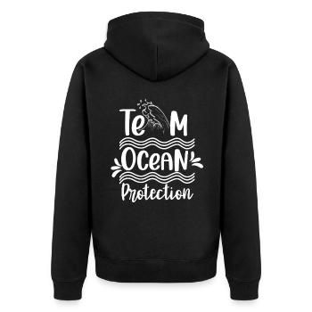 Team Marine Protection Sea Ocean Protection See - Unisex Premium Organic Zip Hoodie - black - Back - Nico (187cm)