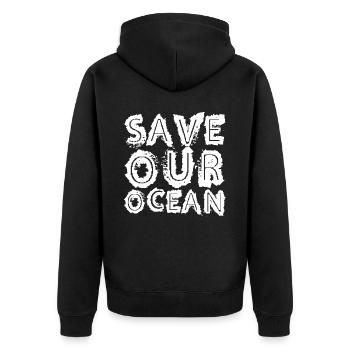 Save our ocean Sea Lake Ocean Protection - Unisex Premium Organic Zip Hoodie - black - Back - Nico (187cm)