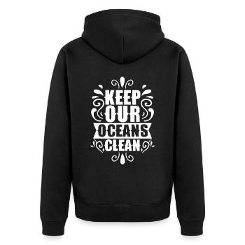 Keep Our Oceans Clean See Ocean Protection - Unisex Premium Organic Zip Hoodie - black - Back - Nico (187cm)