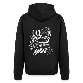 The protection of the oceans begins with you sea lake - Unisex Premium Organic Zip Hoodie - black - Back - Nico (187cm)