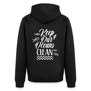 Keep Our Oceans Clean See Ocean Protection - Unisex Premium Organic Zip Hoodie - black - Back - Nico (187cm)