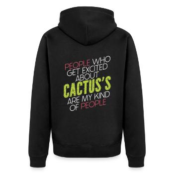 Kaktus Garten Sukkulenten - Unisex Premium Bio Zip Hoodie - Schwarz - Hinten - Nico (187cm)
