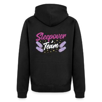 Übernachtungs Team Übernachten Übernachtung Süß - Unisex Premium Bio Zip Hoodie - Schwarz - Hinten - Nico (187cm)