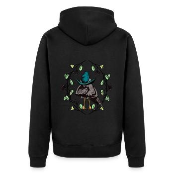 Frühlingsanfang Rabe Krähe Schlafmütze Frühling - Unisex Premium Bio Zip Hoodie - Schwarz - Hinten - Nico (187cm)