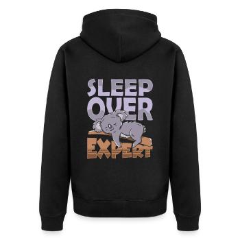 Experte Für Übernachtungen Übernachten Süß Party - Unisex Premium Bio Zip Hoodie - Schwarz - Hinten - Nico (187cm)