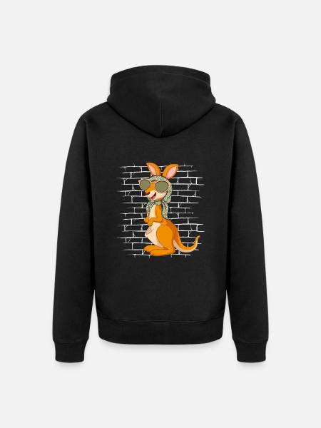Kangaroo Sunglasses Scarf - Unisex Premium Organic Zip Hoodie - black