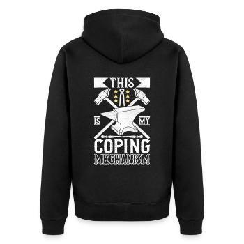 Blacksmith Forging Anvil - Unisex Premium Organic Zip Hoodie - black - Back - Nico (187cm)