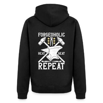 Blacksmith Forging Anvil - Unisex Premium Organic Zip Hoodie - black - Back - Nico (187cm)