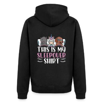 Das Ist Mein Sleepover Shirt Übernachten Party - Unisex Premium Bio Zip Hoodie - Schwarz - Hinten - Nico (187cm)