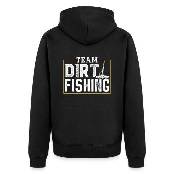 Team Dirt Fishing Metal Detection Metal Detecting - Unisex Premium Organic Zip Hoodie - black - Back - Nico (187cm)