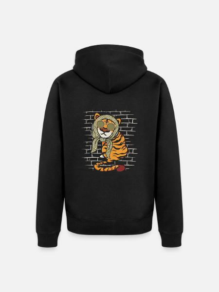 Tiger Sunglasses Scarf - Unisex Premium Organic Zip Hoodie - black