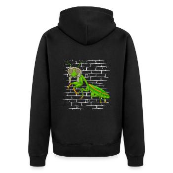 Mantis Gottesanbeterin Sonnenbrillenschal - Unisex Premium Bio Zip Hoodie - Schwarz - Hinten - Nico (187cm)