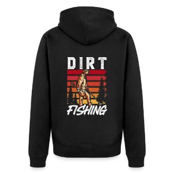 Dirt Fishing Metal Detection Metal Detecting - Unisex Premium Organic Zip Hoodie - black - Back - Nico (187cm)