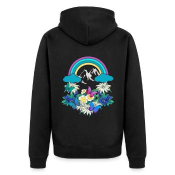 Autriche Tyrol Printemps arc-en-ciel Nature Alm - Veste à capuche bio Premium Unisexe - noir - Dos - Nico (187cm)