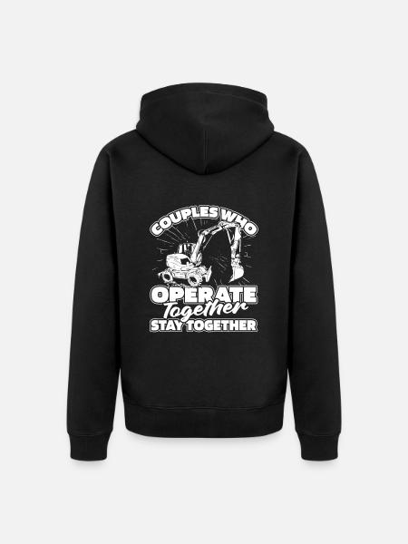 Baggerfahrer Paar - Unisex Premium Bio Zip Hoodie - Schwarz