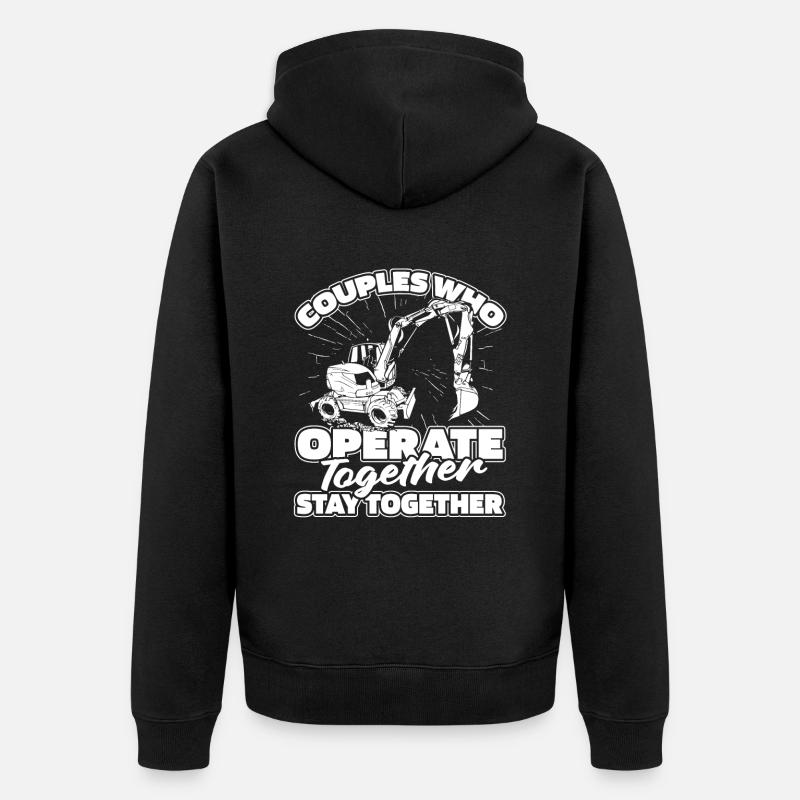 Baggerfahrer Paar - Unisex Premium Bio Zip Hoodie - Schwarz