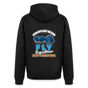 Flight attendant stewardess couple - Unisex Premium Organic Zip Hoodie - black - Back - Nico (187cm)