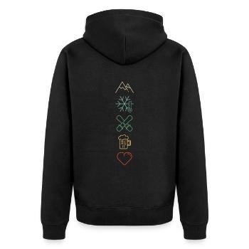Ski love winter mountains alps slope skiing - Unisex Premium Organic Zip Hoodie - black - Back - Nico (187cm)