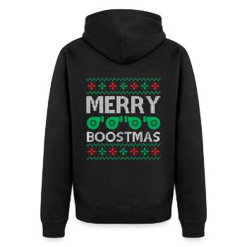 Engine Car Tuning Ugly Christmas - Merry Boostmas - Unisex Premium Bio Zip Hoodie - Schwarz - Hinten - Nico (187cm)