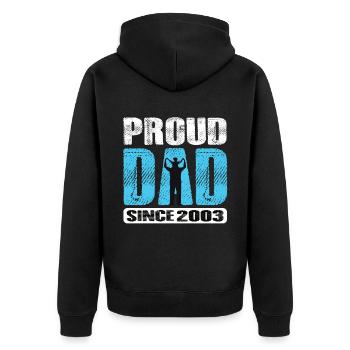 Proud Dad Since 2003 - Unisex Premium Bio Zip Hoodie - Schwarz - Hinten - Nico (187cm)