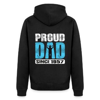 Proud Dad Since 1957 - Unisex Premium Bio Zip Hoodie - Schwarz - Hinten - Nico (187cm)