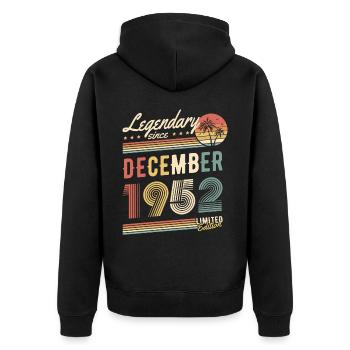Legendary Since December 1952 Limited Edition - Unisex Premium Bio Zip Hoodie - Schwarz - Hinten - Nico (187cm)