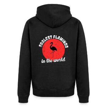 Cooler Flamingo Spruch - Unisex Premium Bio Zip Hoodie - Schwarz - Hinten - Nico (187cm)