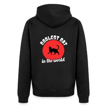 Coole Katze Spruch - Unisex Premium Bio Zip Hoodie - Schwarz - Hinten - Nico (187cm)