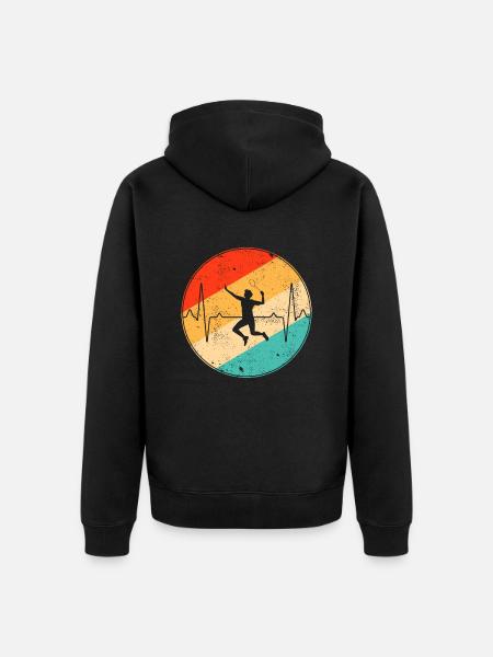 Badminton retro heartbeat - Unisex Premium Organic Zip Hoodie - black