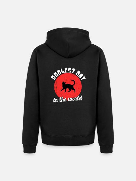 Coole Katze Spruch - Unisex Premium Bio Zip Hoodie - Schwarz