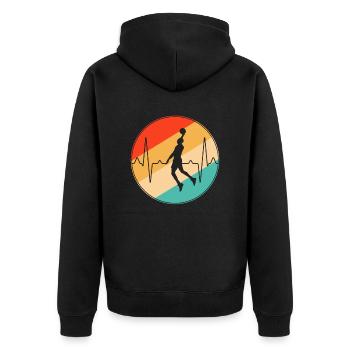 baseball retro herzschlag - Unisex Premium Bio Zip Hoodie - Schwarz - Hinten - Nico (187cm)