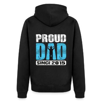 Proud Dad Since 2015 - Unisex Premium Bio Zip Hoodie - Schwarz - Hinten - Nico (187cm)