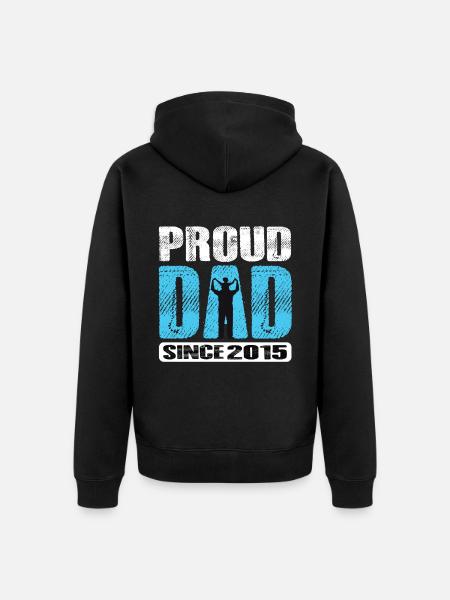 Proud Dad Since 2015 - Unisex Premium Organic Zip Hoodie - black