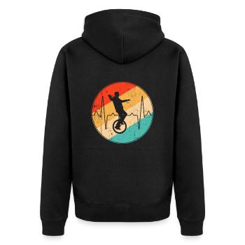 Unicycle Retro Heartbeat - Unisex Premium Organic Zip Hoodie - black - Back - Nico (187cm)
