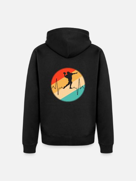 Rugby Retro Heartbeat - Unisex Premium Organic Zip Hoodie - black