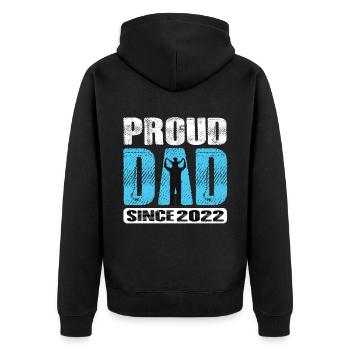 Proud Dad Since 2022 - Unisex Premium Bio Zip Hoodie - Schwarz - Hinten - Nico (187cm)