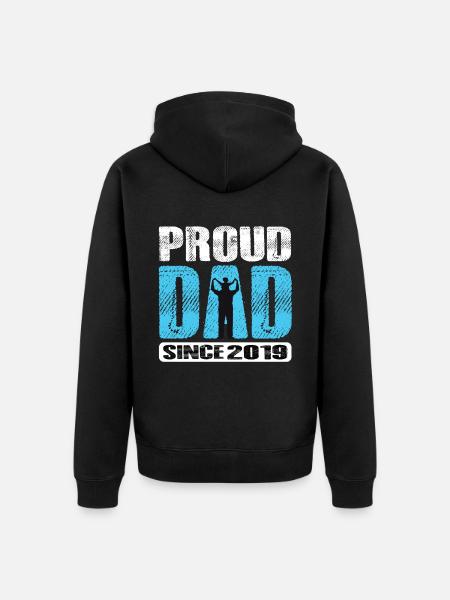 Proud Dad Since 2019 - Unisex Premium Organic Zip Hoodie - black