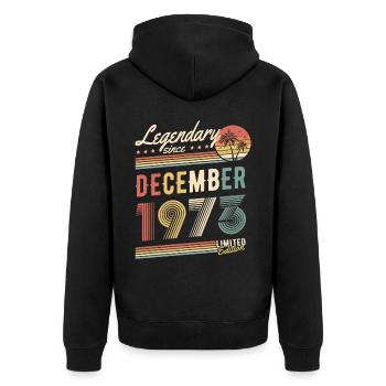 Legendary Since December 1973 Limited Edition - Unisex Premium Bio Zip Hoodie - Schwarz - Hinten - Nico (187cm)