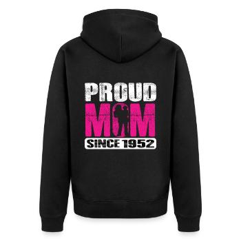 Proud Mom Since 1952 - Unisex Premium Bio Zip Hoodie - Schwarz - Hinten - Nico (187cm)