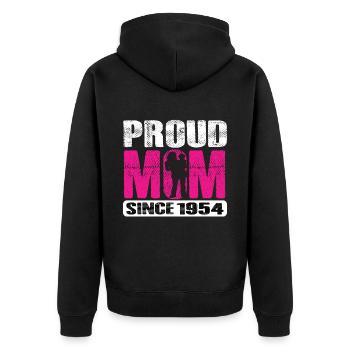 Proud Mom Since 1954 - Unisex Premium Bio Zip Hoodie - Schwarz - Hinten - Nico (187cm)