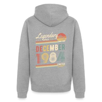 Légendaire depuis décembre 1984 Edition Limitée - Veste à capuche bio Premium Unisexe - gris chiné - Dos - Nico (187cm)