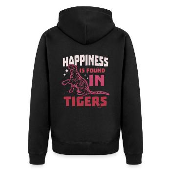 Happiness Is Found In Tigers - Unisex Premium Bio Zip Hoodie - Schwarz - Hinten - Nico (187cm)