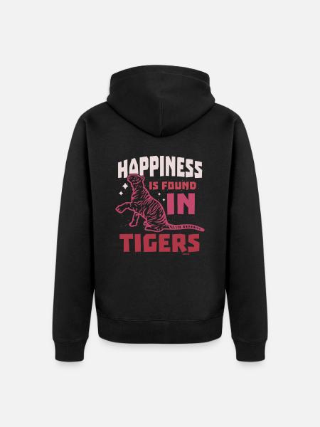 Happiness Is Found In Tigers - Unisex Premium Organic Zip Hoodie - black
