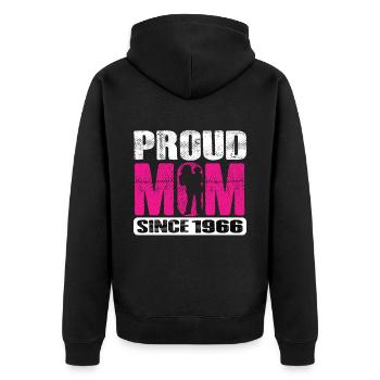 Proud Mom Since 1966 - Unisex Premium Bio Zip Hoodie - Schwarz - Hinten - Nico (187cm)